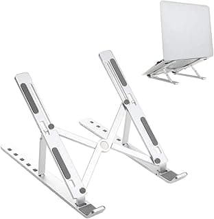 Suporte para Notebook e Tablet Linha Premium em Alumínio Dobrável e Ergonômico Para Desktop Portátil Ajustável em 6 Ângulos com Altura Regulável Leve Apoio Universal - Com estojo para armazenagem