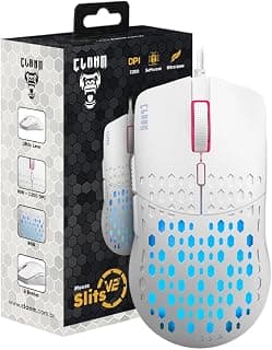 Mouse Gamer Clanm Slits V2 RGB Branco USB 6 Botoes para PC e Notebook Alta Precisao