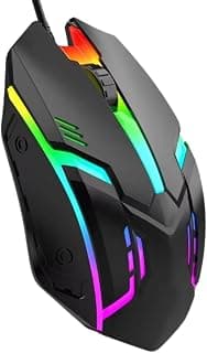 Mouse Gamer com Fio RGB 1000dpi USB Iluminação LED Colorida Design Ergonômico e Leve Plug and Play Compatível com Windows Mac OS Linux