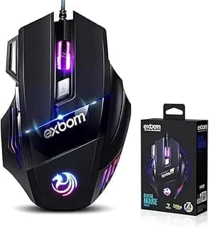 Mouse Gamer USB 7D 3200 DPI Ajustável 7 Botões Luzes LED RGB Alta Precisão e Velocidade, Jogos Games, Trabalho, Estudos, Cabo Reforçado Super Rápido Ergonômico Antideslizante Clique Duplo Premium
