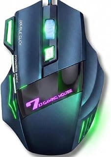 Mouse Gamer 7D com LED RGB, Ajuste de DPI e Design Ergonômico | 800 a 2400 DPI, 7 Botões Programáveis, Plug and Play, Ideal para CS e PUBG, Cabo Revestido de Nylon