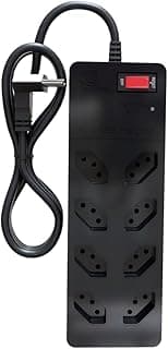 Filtro de Linha iCLAMPER Energia 8 com Proteção contra Surtos Elétricos(DPS) 8 Tomadas, 3 Pinos, 10 Amperes para PC, Notebook, Roteador, Monitor, Impressora, PS5, Alexa e etc, Bivolt, Cabo de 1m Preto