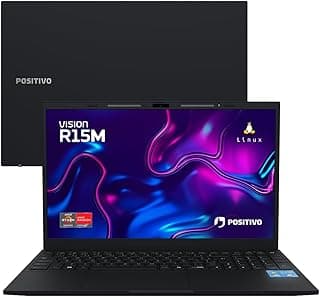 Notebook Positivo Vision R15M AMD Ryzen 5-5625U Linux 16GB RAM 512GB SSD Wi-Fi 6 Tela 15” Full HD IPS Antirreflexo - Minitela - Permite upgrade de memória RAM e SSD - Preto