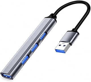 Hub USB 3.0 4 Portas 5 Gbps Alumínio Plug and Play Proteção Sobrecorrente LED Indicador Compatível PC Notebook PS5 Extensor Adaptador USB Periféricos