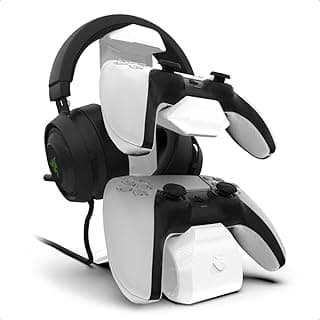 Sculpy Suporte de Mesa Compatível com 2 Controles de PS5 Playstation 5 e Headset Headphone Gamer Universal VN