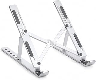 Suporte para Notebook Ergonômico em Alumínio Ajustável e Dobrável | Compatível com Notebooks de 10" a 17" | Base Antiderrapante | Melhora a Postura e a Ventilação