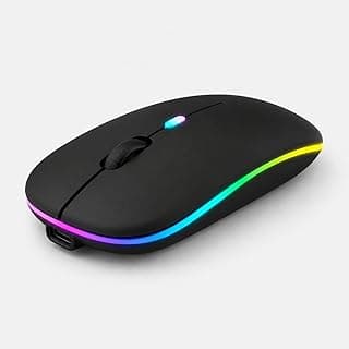 Mouse sem Fio Recarregável, Slim, com Iluminação RGB, Cliques Silenciosos, Bateria de Longa Duração, Conexão USB-C, Ergonômico