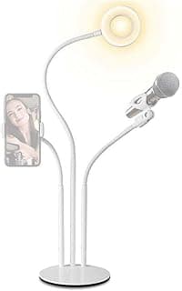 Luminária portátil articulada USB LED Ring Light de 3,5” Vivitar c/controle remoto e suporte para Smartphone e Microfone – Vlogger Series – Branca