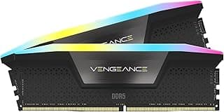 CORSAIR Memória de computador Vengeance RGB DDR5 RAM 32GB (2x16GB) 6000MHz CL38 Intel XMP iCUE compatível - Preto (CMH32GX5M2B6000C38)