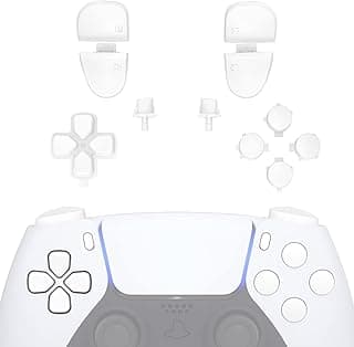 eXtremeRate Botões de substituição D-pad R1 L1 R2 L2 Opções de compartilhamento de botões de rosto para controle DualSense 5 PS5, kits de reparo de botões brancos com conjunto completo com ferramenta para controle Playstation 5