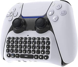 Teclado de controle sem fio para PS5, 3.0 mini gamepad portátil chatpad com alto-falante embutido e conector de áudio de 3,5 mm para Playstation 5 placa de bate-papo por voz para mensagens e jogos de bate-papo ao vivo