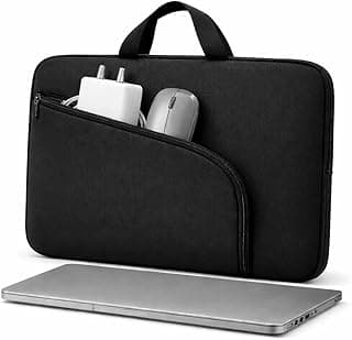 Capa para Notebook Preta 15.6" Polegadas Alça Reforçada e Bolso Frontal - 2 Bolsos c/Zíper - A Prova d'água - Case Slim e Elegante - Trabalho, Faculdade, Viagem - Material Macio e Impermeável