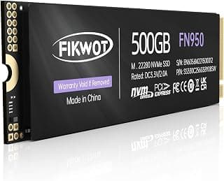 Fikwot FN950 500 GB NVMe SSD PCIe Gen4x4 M.2 2280, leitura de até 5000 MB/s, configuração de cache SLC, unidade de estado sólido interna para laptop PS5 Desktop