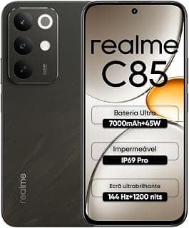 Celular Realme C85, 6GB RAM 128GB ROM Tela de 6.8" 144Hz 7000mAh Batteria 45W, IP69, 50MP Camera Dual 4G SIM (Preto)