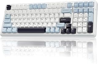 AULA F99 Teclado Mecanico Sem Fio,8000mAh Teclado Gamer Bluetooth 99 Teclas | Personalizada Teclado Mecânico Computador Ergonomico Bluetooth,RGB,Hot Swap,Pré-lubrificado,Branco&Azul&Roxo,para Win/Mac