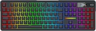 Teclado Mecânico Gamer Redragon Terraflare Pro Preto RGB Full Size ABNT2 Switch Redragon Mint Mambo com Tela LCD Tri-Mode Gasket Mount 5 Camadas de Espumas Interna USB 2.4GHz, Bluetooth e USB Tipo-C