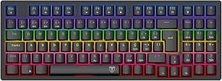Teclado Gamer T-Dagger Holysword Iluminação Rainbow Preto Switch Marrom 1800 Compact T-TGK331-BR