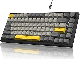 Attack Shark ajazz AK820 75% Teclado mecânico para jogos com fio com botão CNC Hot Swappable RGB Junta de montagem Linear Moon Switch para PC/Win/Mac-Preto/Cinza