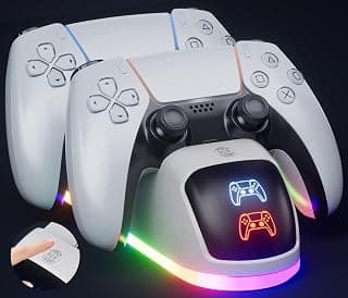 Carregador Controlador PS5, Estação de Carregamento P/2 Controles Sem Fio, Base Dock Charger Dupla Rápida com LED, Suporte Estável - USB-C (BRANCO 35115)