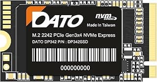 DATO DP342 1TB M.2 2242 PCIe Gen3x4 NVMe 1.3 SSD interno SSD SSD (até 2500/1700 MB/s)