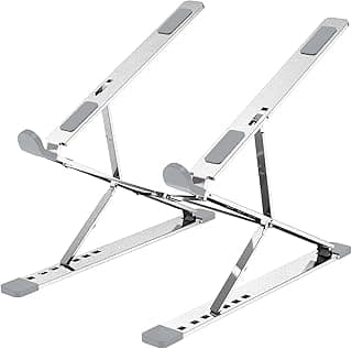 Suporte para Notebook Aluminio, Suporte para Laptop de 10" a 17,3", Apoio para Notebook com 16 Ângulos e Altura Ajustável, Dobrável e Portátil, Acessórios para Macbook, Netbooks e Tablet (Prata)