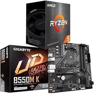 KIT PROCESSADOR AMD RYZEN 5 5600GT + PLACA MÃE GIGABYTE B550M K DDR4