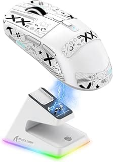 Mouse ATTACK SHARK X6 49g SUPERLIGHT com base de carregamento magnética, sensor para jogos PixArt PAW3395, mouse para jogos sem fio/com fio BT/2.4G, 26000 DPI