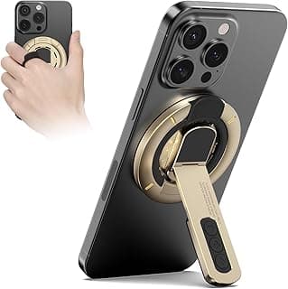 Tobeape Suporte MagSafe 3 em 1 para Celular, Anel Magnético 360° com Ímã Dupla Face e Design Antiestresse, Grip para iPhone 17/16/15/14/13/12 e Outros Smartphones (Dourado)