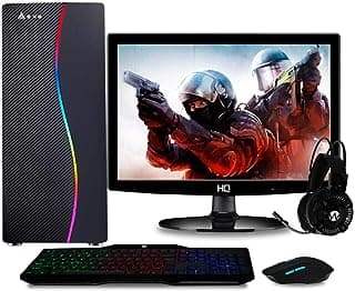 Easypc Computador Gamer Completo com Monitor LED Intel Core i5 8GB HD 500GB (Nvidia Geforce GT) Kit gamer com mousepad Light, Preto, 24865