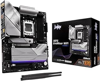 ASRock Placa-mãe X870 LiveMixer WiFi AM5 | AMD Ryzen 9000/8000/7000 | DDR5 8000+ (OC) | Dual USB4 | PCIe 5.0 | WiFi 7 | 16+2+1 Power Phase | LAN 5GbE