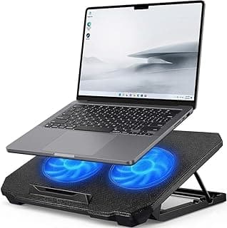 Base Refrigerada para Notebook com Cooler Duplo Silencioso, Suporte Ergonômico Ajustável 8 Níveis, USB Extra, Compatível 12 a 17”, Metal Ventilado para Resfriamento e Postura
