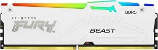 Kingston Fury Beast White RGB 32GB 6000MT/s DDR5 CL30 DIMM Desktop Gaming Memory Módulo Único AMD Expo/Intel XMP - KF560C30BWEA-32