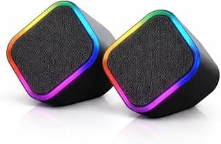 Caixa de Som para PC Gamer 6W RMS, Alto Falante Estéreo com Iluminação RGB, Alimentação USB e Áudio P2 3,5mm, Ajuste de Volume, Ideal para Notebook, Setup Gamer e Home Office