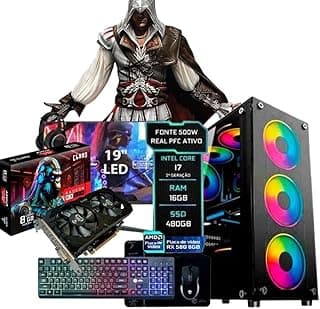 PC Gamer MRPC Completo Intel core i7 3.9GHz 16 GB RAM SSD 480 GB Fonte 500 W Monitor 19″ HDMI Placa de vídeo AMD Radeon RX 580 8GB