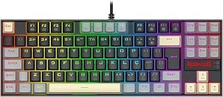 Teclado Mecânico Gamer Redragon Kumara RGB Preto Cinza e Amarelo Switch Marrom TKL K552LGY-RGB