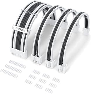 Sirlyr Cabos PSU, cabo de extensão de PC Mod, cabo de alimentação de fácil gerenciamento personalizado - 1x24Pin ATX / 1x8 (4+4) Pin EPS / 2x8 (6+2) GPU de pino banhado a ouro, RTX 4060 4070 capa