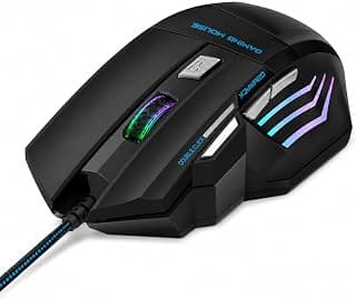 Verde Mouse Gamer RGB X7 com Fio USB, DPI Ajustável 1200 a 3200, 6 Botões, Design Ergonômico e Teclas Avançar/Voltar para Jogos e Trabalho