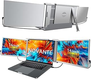 Monitor Duplo Portátil para Notebook 14" - Expansor de Telas Triplo com Design 360°, Tela IPS FHD 1080p 60Hz, Baixa Luz Azul, Compatível com Windows/Mac/Switch (Cabos Inclusos)