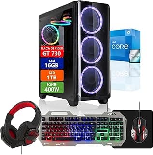 PC Gamer Intel Core i5 16GB SSD 1TB Placa de Vídeo Gt 730 2GB Com Kit Gamer Completo - Fonte 400W Real Strong Tech