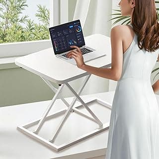 Mini Mesa Ajustável em Altura 34x60cm (6-41cm) | Mesa Notebook Ideal para Trabalho em Pé | Escritório/Casa | Compacta e Prática para Longos Períodos de Trabalho Sedentarizado (Branco)