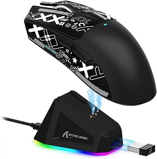 ATTACK SHARK X11 Mouse sem fio leve, 62g, RGB, conexão tri-modo (2.4G/USB-C/BT), 22K DPI, sensor PAW3311, 5 botões programáveis, base de carregamento RGB, compatível com PC/Mac-Preto+Tape