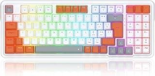Teclado Mecânico Gamer Redragon Gloria RGB Branco e Laranja Compacto Switch Red K664WOG-RGB (PT-RED)