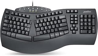 Perixx Teclado dividido ergonômico Periboard-512 - design ergonômico natural - preto - tamanho volumoso 48,5 x 23,5 x 4,4 cm, layout em inglês dos EUA