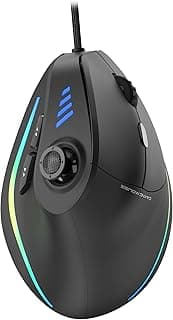 Mouse gamer TRELC com botão tipo joystick de cinco direções, ergonômico, 10.000 DPI, 11 botões programáveis, vertical, com fio, para PC/Laptop/E-Sports - Preto