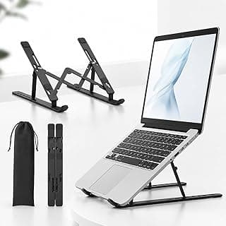 Suporte Portátil para Notebook e Tablet, de Alumínio, Ajustável com 6 Ângulos, Dobrável, Ergonômico, Antiderrapante e Ventilado, Universal para Laptops de 10" a 17", Leve e Resistente
