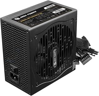 HIGH POWER Fonte de alimentação para computador PC com certificação ouro 80 Plus - 650 Watts PSU, potência contínua ATX 12V V2.3/EPS Active PFC com ventilador silencioso de 120 mm, desempenho