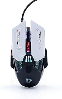 Mouse Gamer com Fio 12800 DPI Ajustável Sensor Óptico de Alta Precisão 7 Botões Programáveis Design Mecha Ergonômico com Retroiluminação RGB para PC Notebook E-sports Preto e Branco