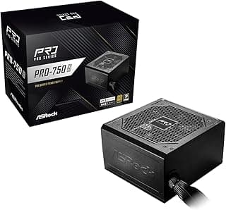 ASRock Fonte de alimentação PRO 750G - 750W 80 Plus Gold Certified, ATX 3.1 e PCIe 5.1 Ready, conector nativo 12V-2x6, ventilador de baixo ruído de 120 mm, garantia de 3 anos