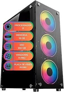 Computador Gamer MultiPC Intel Core I5 3 ª Geração Memória Ram16GB SSD 960 GB Sata Placa de Vídeo RX580 Windows 11 Pro Ideal para Jogos, Edição e Alto Desempenho