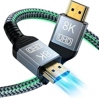 Ultra HD 8K HDMI 2.1 Cable 48Gbps 2m – 8K/4K 120Hz, HDR10, Dolby Vision, VRR, ALLM – Compatível com PS5, Xbox Series X, Apple TV 4K – Trançado Reforçado, Alta Velocidade, 3D Ready, Áudio e Vídeo HDR